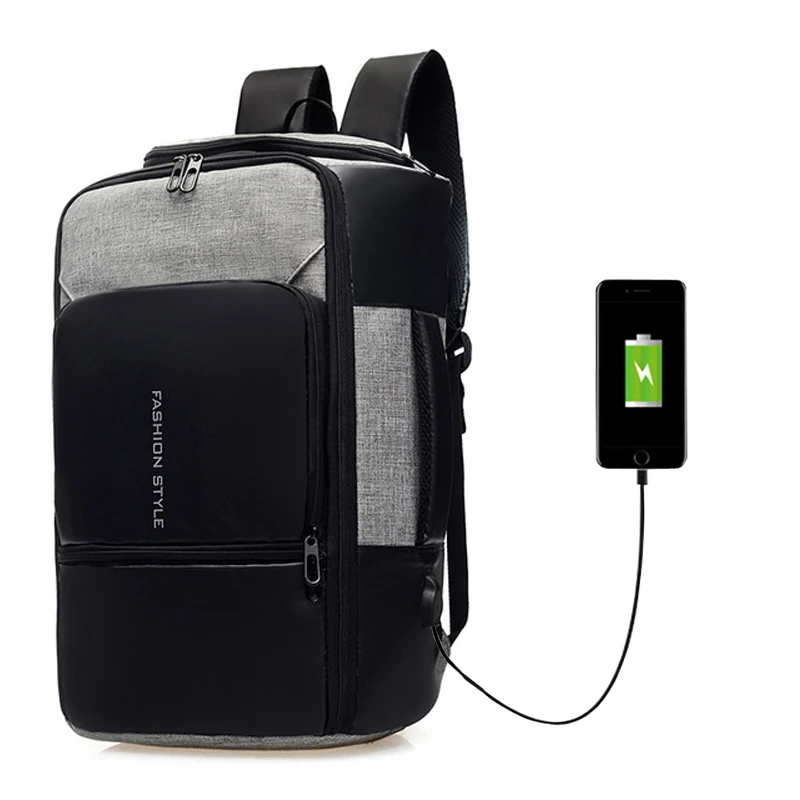Gray Мужская сумка для ноутбука, умный рюкзак, Usb порт для зарядки, портативная Студенческая школьная сумка для колледжа, бизнес рюкзак для путешествий - Цвет: Gray