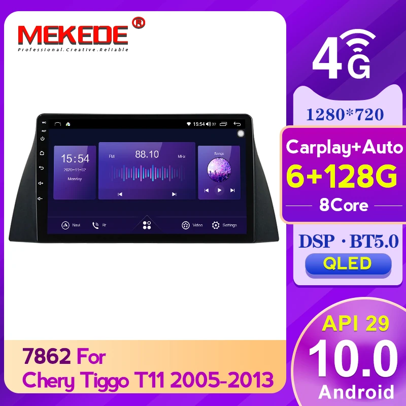 

MEKEDE QLED 6+128G Auto gps navigation car dvd multimedia player For Chery Tiggo T11 2005-2013 DSP carplay Voice Control 4G WIFI
