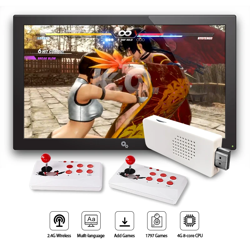 Джойстик Ретро игровая консоль Double Rocker 2 4G Беспроводная двойная клавиатура Plug and