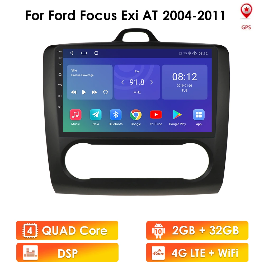 Автомобильный радиоприемник 2 Din Android 10 GPS для Ford Focus Exi AT 2004 2005 2006 2011 9 дюймов