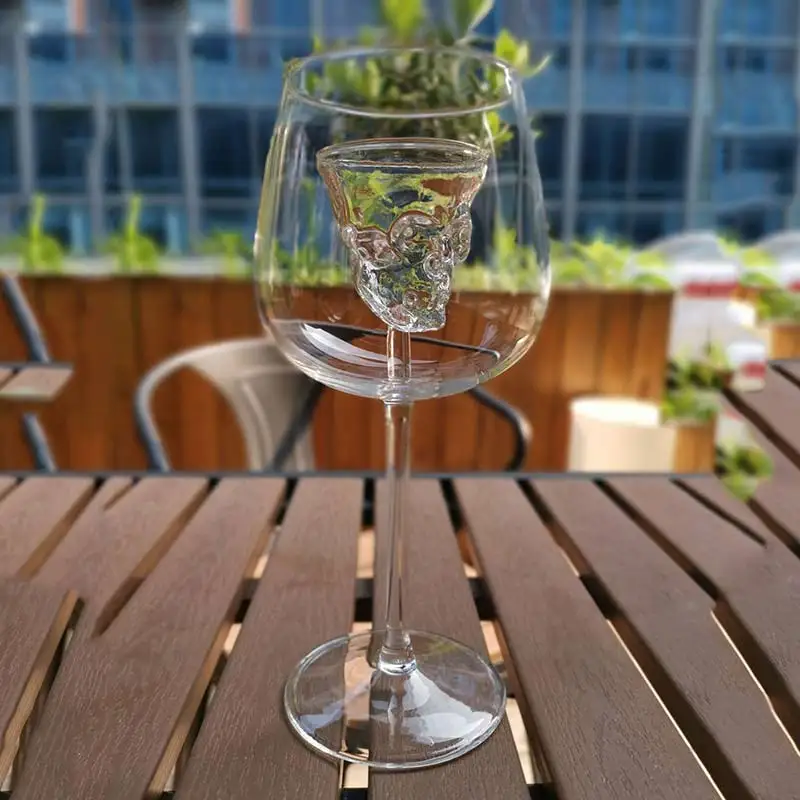 

450ml Creative 3D Skull Head Wine Glass Crystal Built-in Skull Goblet Whiskey Glass Wine Sobering Up Cup Halloween Party Drinkwa