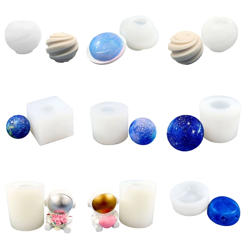 

L38A 3D Cartoon Astronaut Planet Candle Epoxy Resin Mold Aromatherapy Plaster Soap Silicone Mould DIY Crafts Jewelry Ornaments
