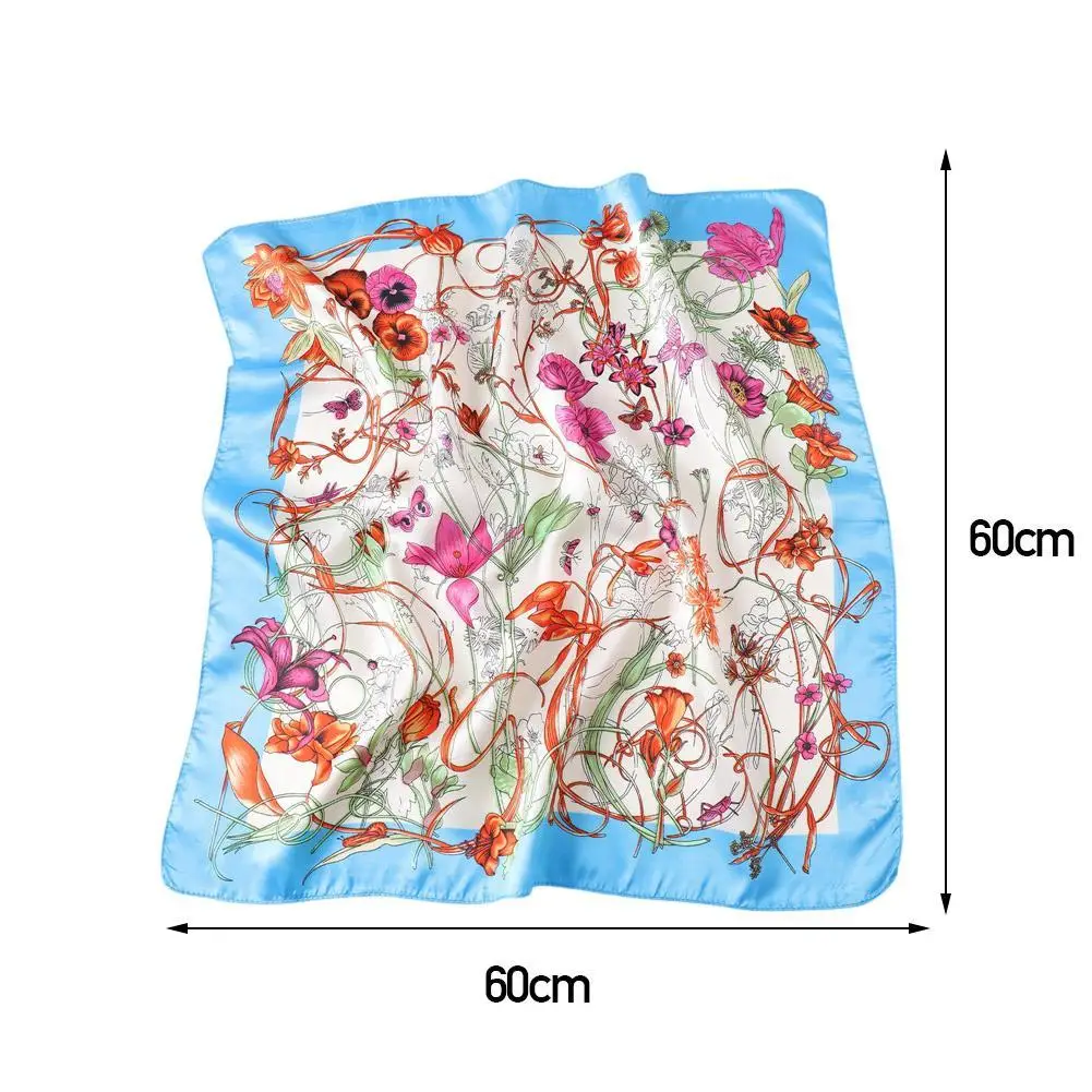 

Square Silk Scarf 2021 Fashion Silk Satin Print Small Women Neck Head Accessories scarf Shawl Female Bandana Headscarf Kerc N8Q7