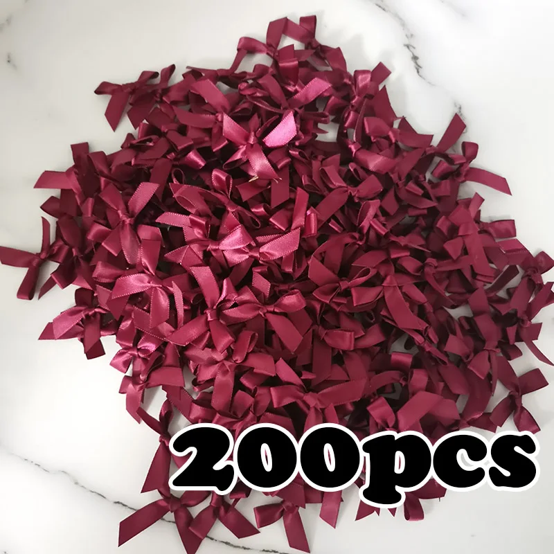 

(200pcs) Fresh Pink Ribbon Bows Small Size Polyester Satin Ribbon Flower Bow DIY Craft Decoration