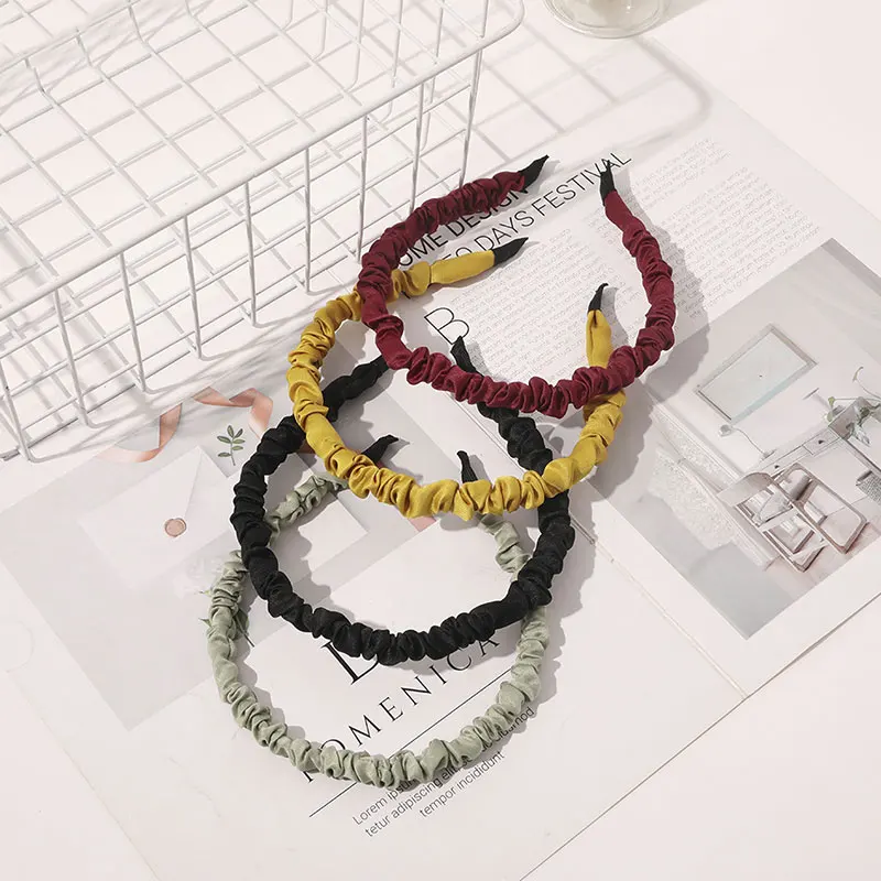 

New Fashion Autumn Hairband Women Individuality Pleated Headband Fresh Solid Hair Band Adult Hundred Matching Hair Accessories