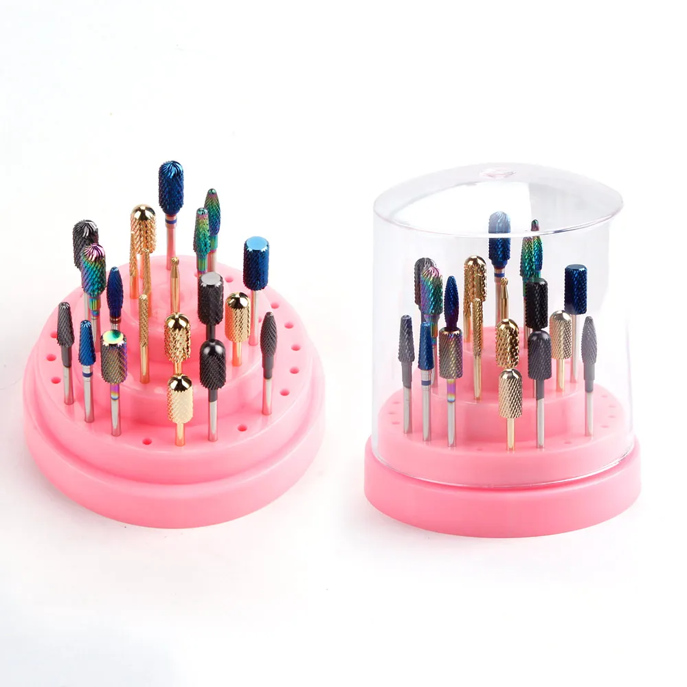 10/14/20/48 Holes Acrylic Nail Drill Bit Storage Box Empty Stand Display Container Case Manicure Milling Cutter Accessories | Красота и