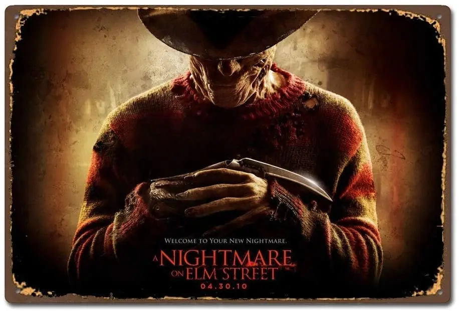 

Страшная пленка A "Кошмар на улице Вязов", веселая и уникальная винтажная декоративная картина, подвесная стена для бара, клуба, дома, жестяно...