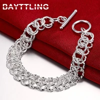 bayttling 21cm silver color fine multi ring to bracelet for woman fashion wedding party gift christmas jewelry
