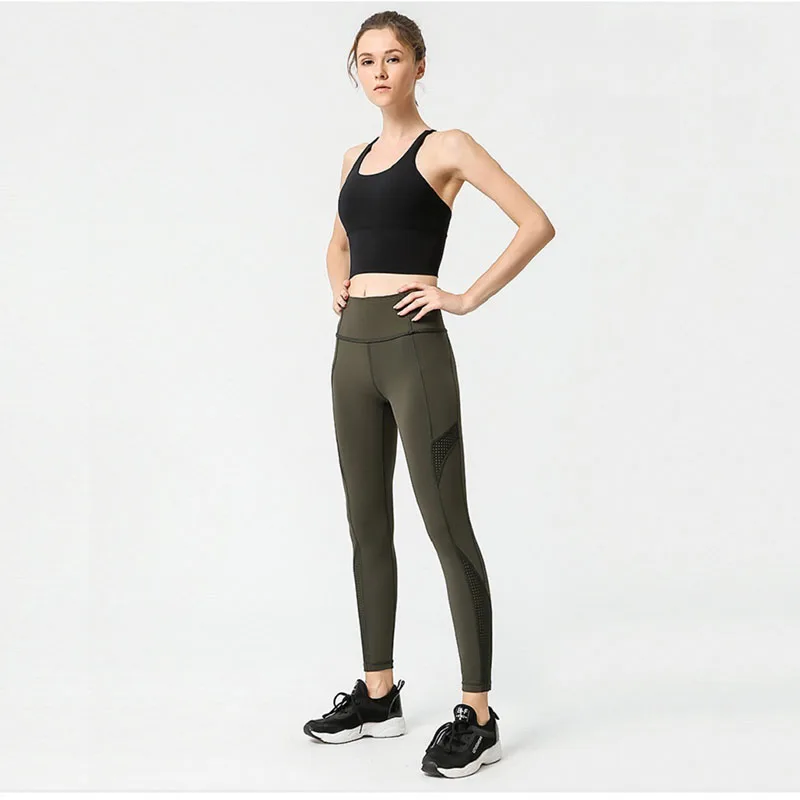 Женские леггинсы с карманами для йоги и бега женские спортивные облегающие штаны