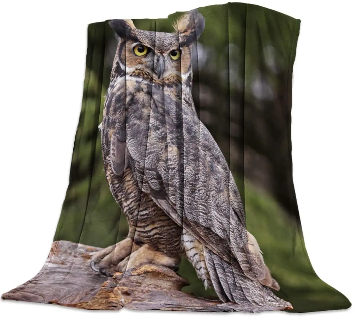 

King Flannel Fleece Blanket for Kids Adults Soft to Touch Bed Throw-Blankets,Cute 3D Animal Owl Pattern Blankets