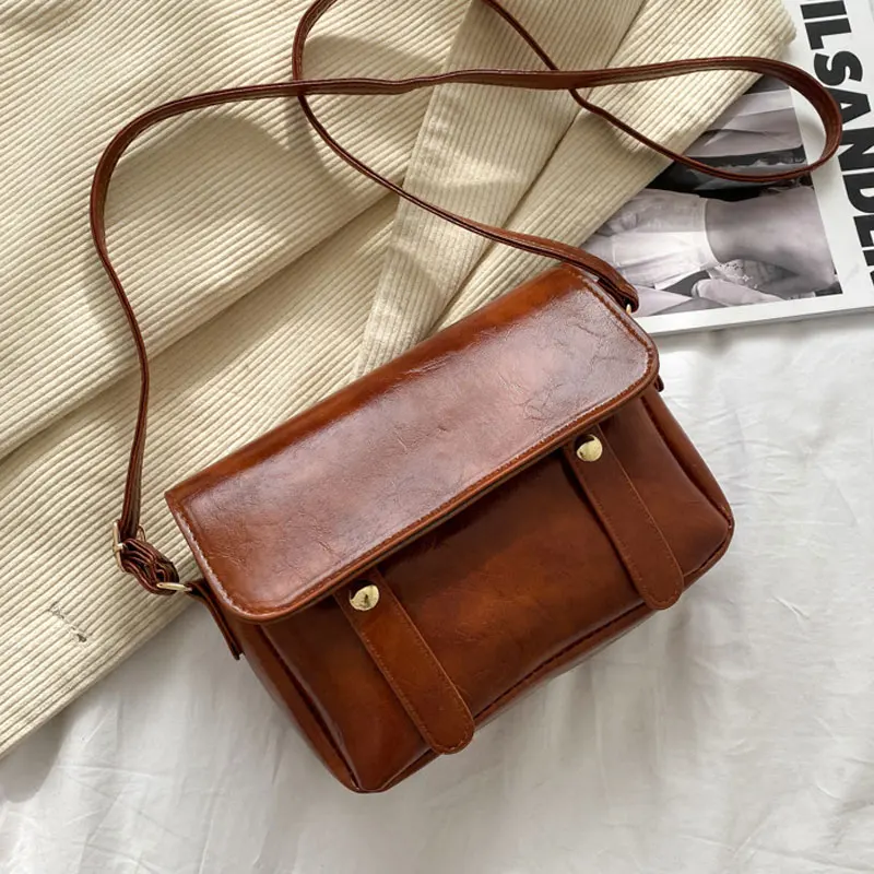 

High Quality Retro Women Messenger Bags Pu Leather Female Shoulder Bag Simple Ladies Crossbody Bag Small Square Bag Phone Purse