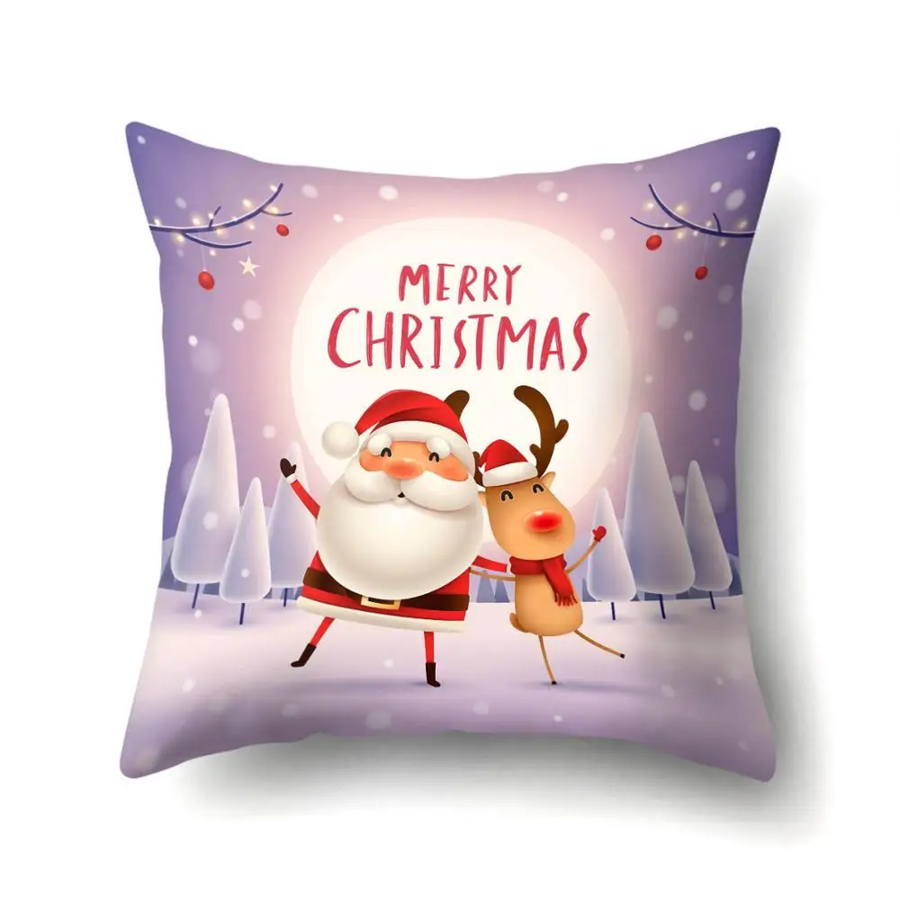 2BZ-40543-298 1Pcs Santa Pattern Christmas Cushion Cover 45*45 Decorative Throw Pillow Xmas New Year Home Decor Polyester Pillowcase 40543 - Цвет: 2BZ-40543-298