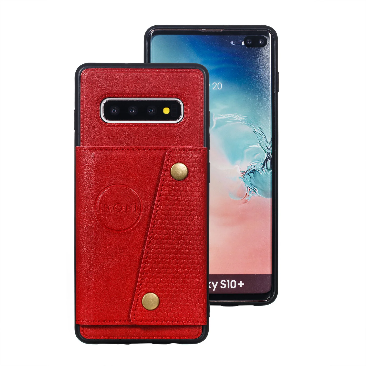 Красный Fundas S10e держателей карт бумажник чехол для samsung S10 S9 S8 Примечание 10 плюс A6 A7 J4 J6+ A10 A20 A30 A40 A50 A70 M10 M20 M30 - Цвет: Красный