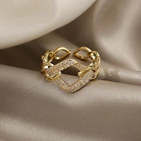 2021 new arrival korean fashion simple adjustable rings exquisite crystal temperament opening rings elegant female jewelry