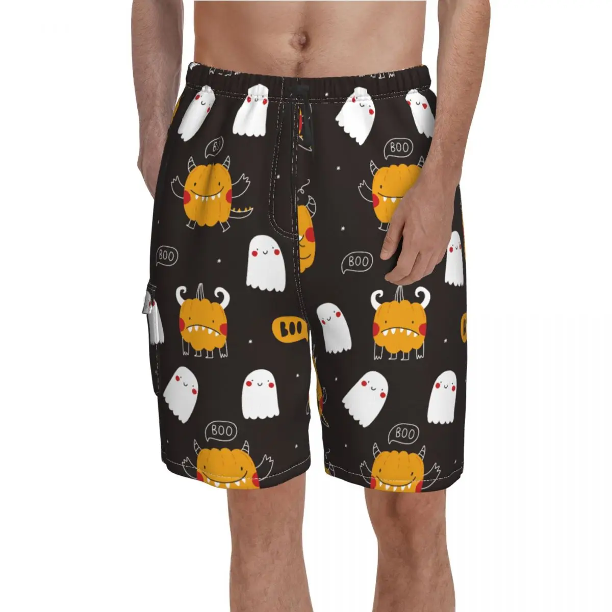 

Хэллоуин Тыква Spooky 00 доска шорты забавные мужские пляжные плавки из полиэстера с узором плавки
