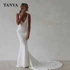 Простое свадебное платье с V-образным вырезом, Элегантное свадебное платье с открытой спиной и шлейфом, весна 2022, Новое свадебное платье в садовом стиле, платья SWD094