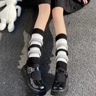 Популярные женские теплые носки до колен, женские тонкие крутые вязаные длинные зимние носки в стиле панк, косплей, готика, кавайные носки в стиле хип-хоп, рок Y2k