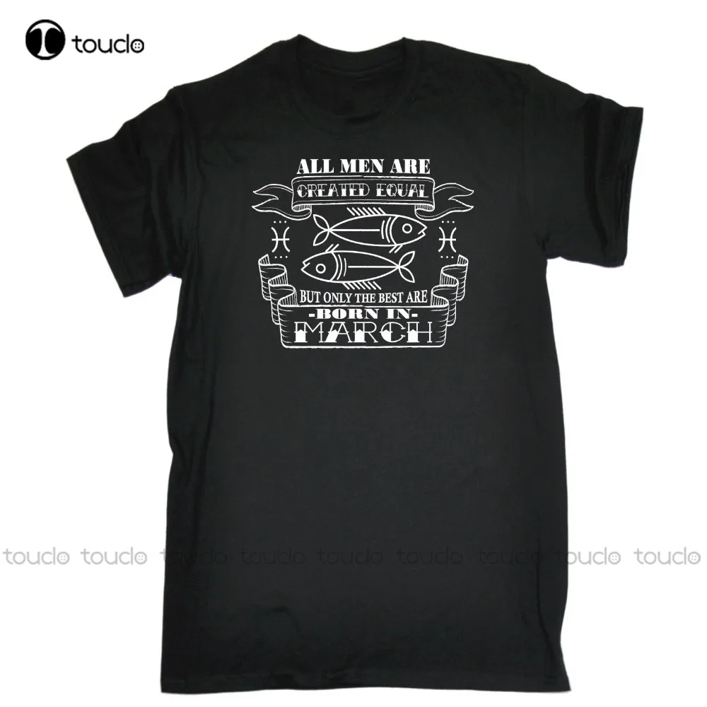 

Youth Round Collar Customized T-Shirts All Men Are Created Equal But The Best Are Born In March Fish T-Shirt Birthday Tee Shirt