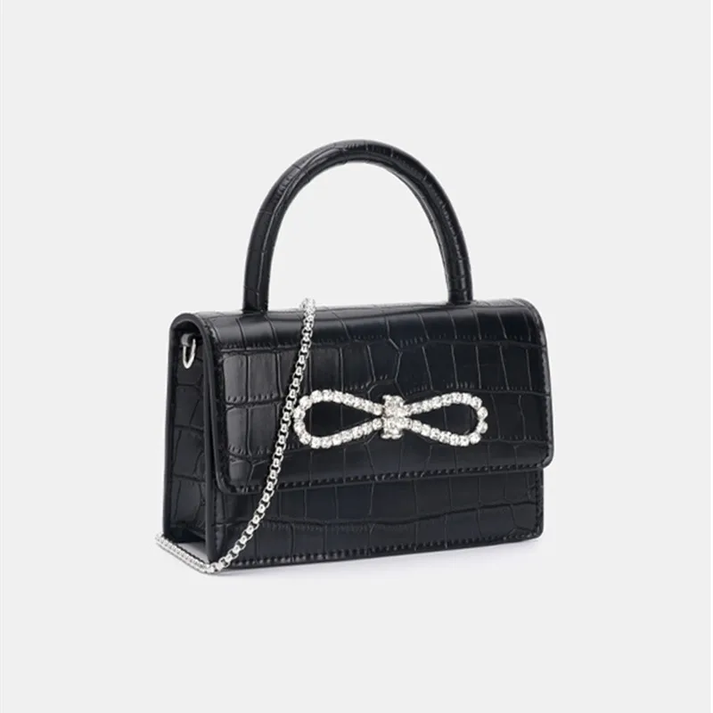 

New Fashion Bow Knot Crocodile Pattern High-quality Shoulder Messenger Portable Chain Bag Purses and Handbags Sac A Main
