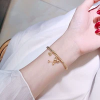 yun ruo good fortune calabash stretch bracelet woman birthday gift rose gold color fashion titainum steel jewelry never fade