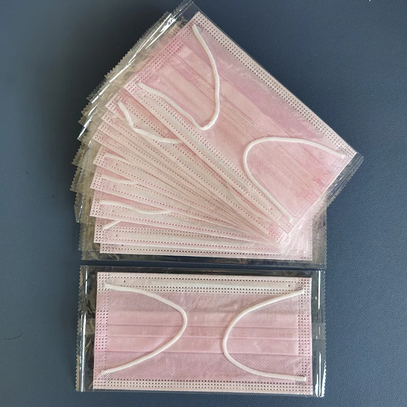 

50pcs Face Mask Independent Packaging Disposable 3-Layer Filter Non-Woven Breathable Alone Black Pink Adult Face Mouth Mask