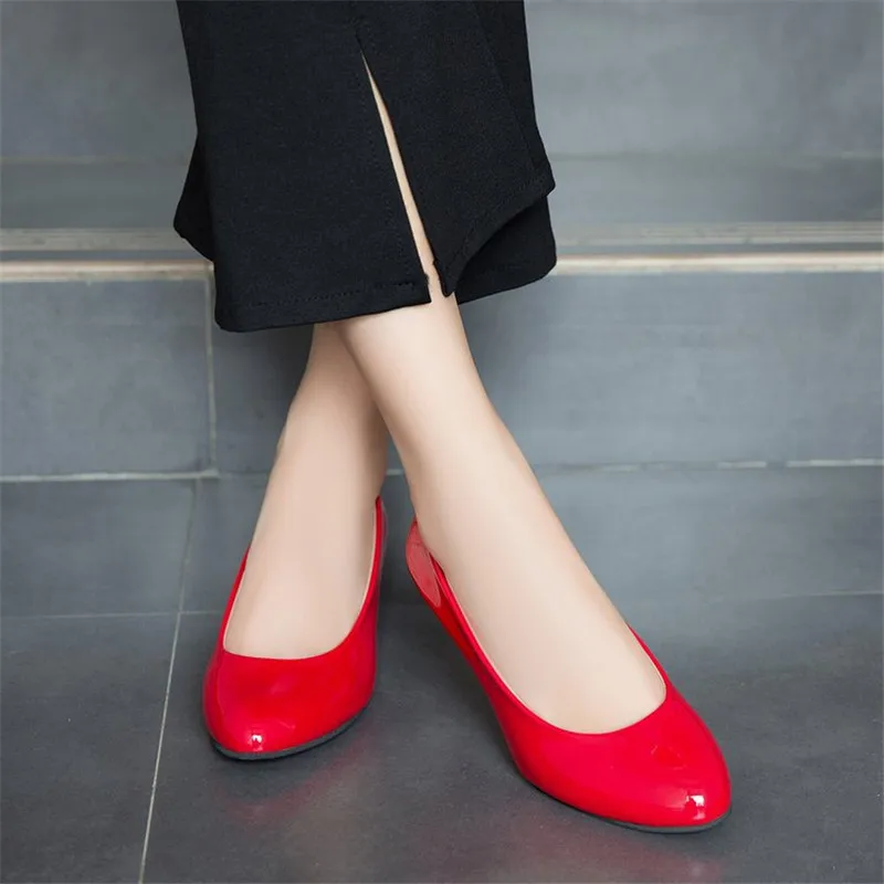 LIN KING/модные женские ботинки со Лакированная кожа женская обувь туфли лодочки без