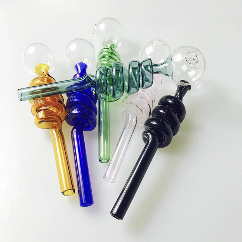 14cm Heat-resistant Curved Oil Burner Pipe Clear Glass Oil Burners Tube Pipe