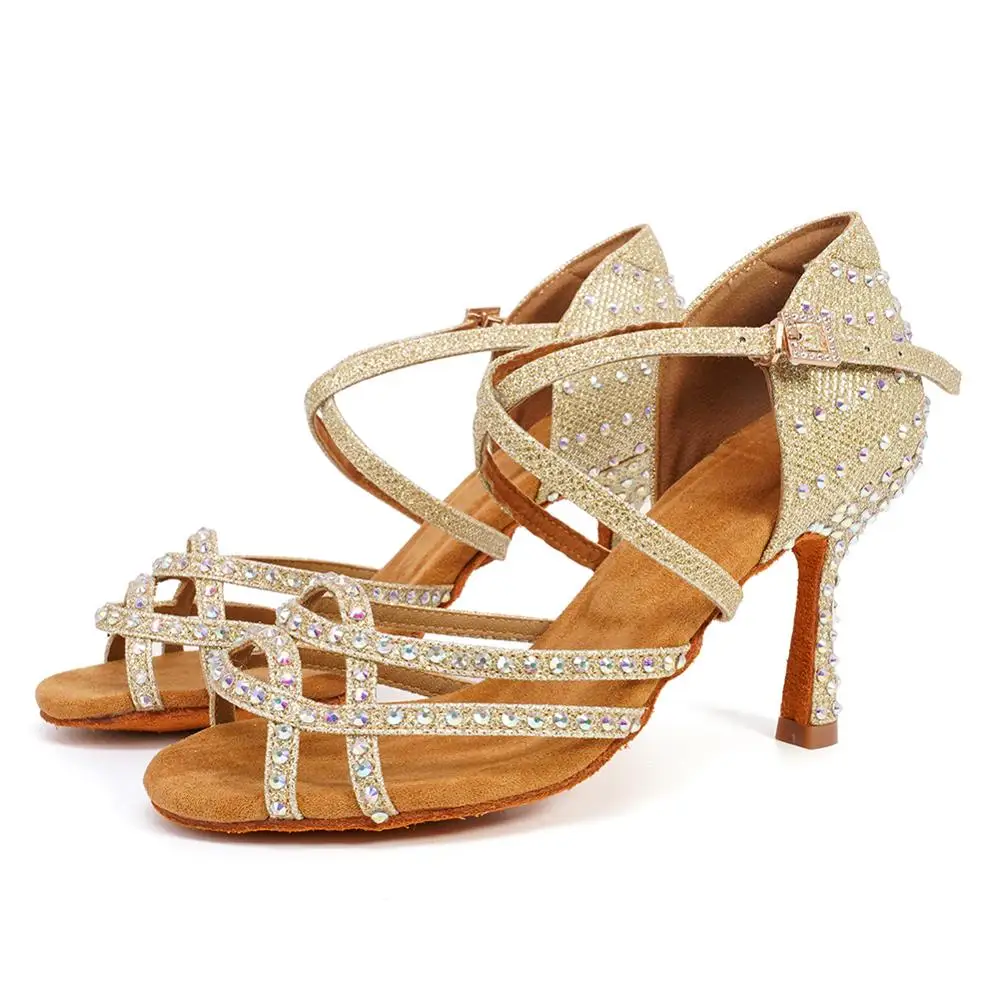 Женские туфли для латиноамериканских танцев DKZSYIM блестящие Бальные сандалии