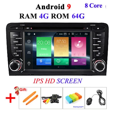 4G 64G IPS 8 CORE 4G 64G 2 Din Android 9 автомобильный dvd мультимедийный плеер gps аудио для Audi/A3/S3 2002-2013 автомобильный Радио руль obd2 DSP DVR - Цвет: 4G 64G IPS