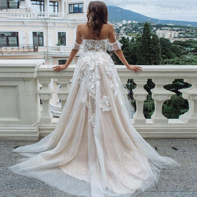 2Newest Deep Sweetheart Boho Wedding Dresses Country Lace Appliqued Backless Bridal Gown Sweep Train Robe De Mariée 2022 | Свадьбы и