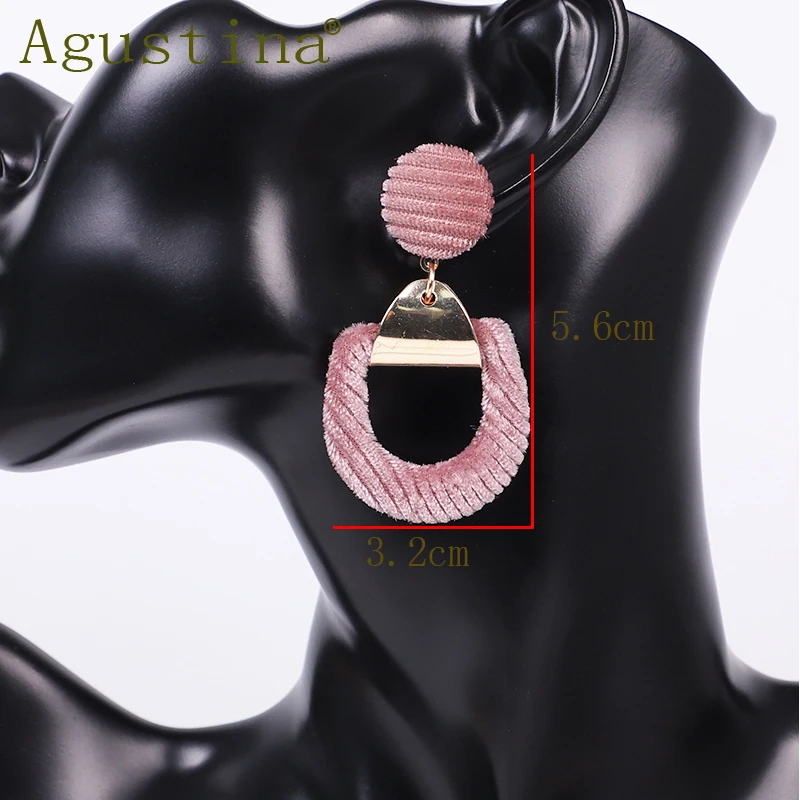 Женские винтажные серьги из сплава и плюша Agustina черные бархатные с