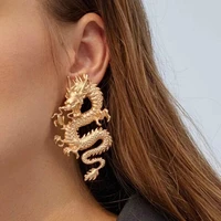 womens earrings punk gold tone firery dragon stud earrings for women chic metal statement earrings aesthetic earrings ear rings