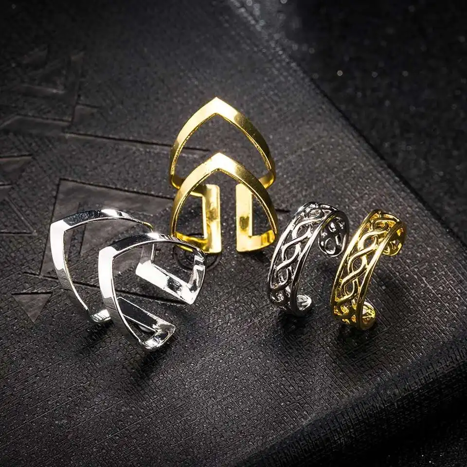 Модное Золотое кольцо со стрелками 3 шт./компл. регулируемое геометрическое