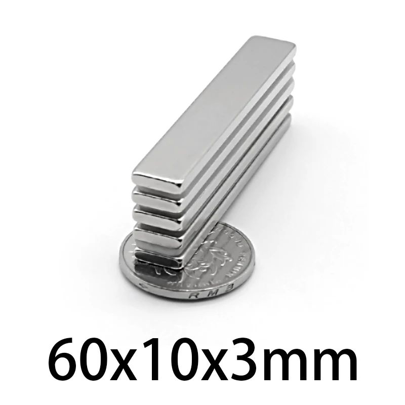 5 100 шт. 60x10x3 мм n35 мощный магнитный 60*10*3 ndfeb супер сильный неодимовый магнит