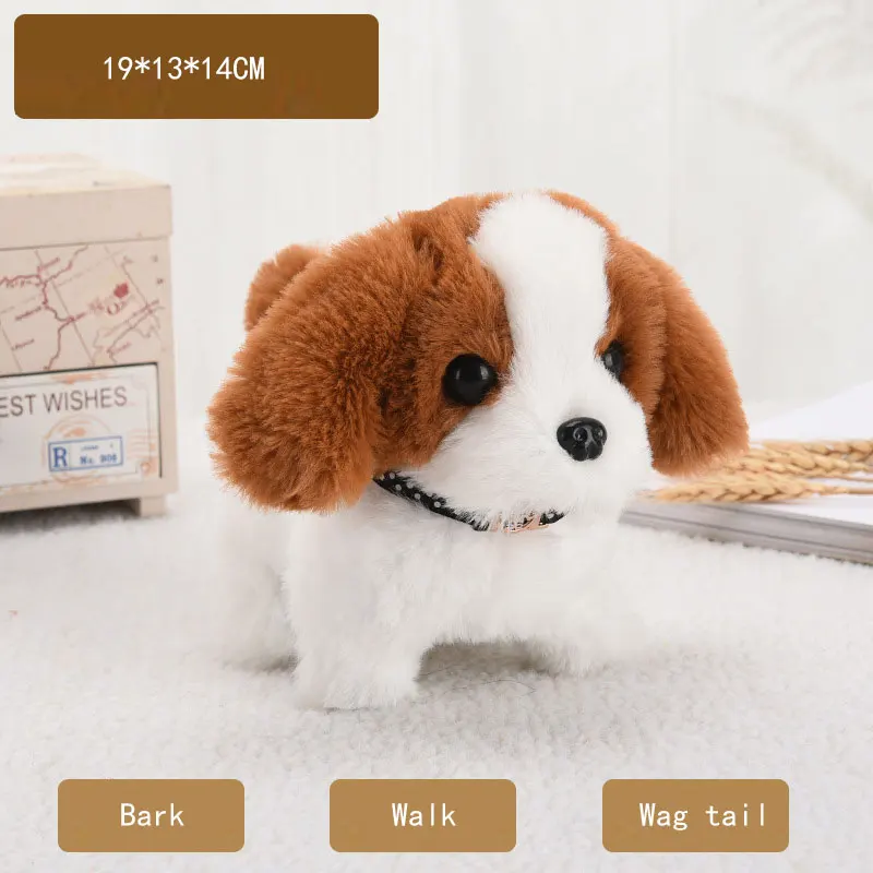 Robot Dog Toy Electronic Plush Puppy Running Wag Tail Teddy With Collar Walk Bark Electric Animal Pet Funny Toys For Kids Gift