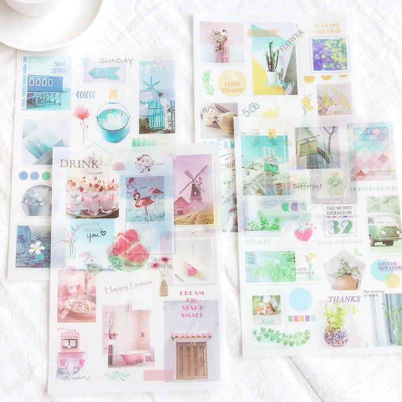 1 лист милые канцелярские наклейки животные бумажные для детей