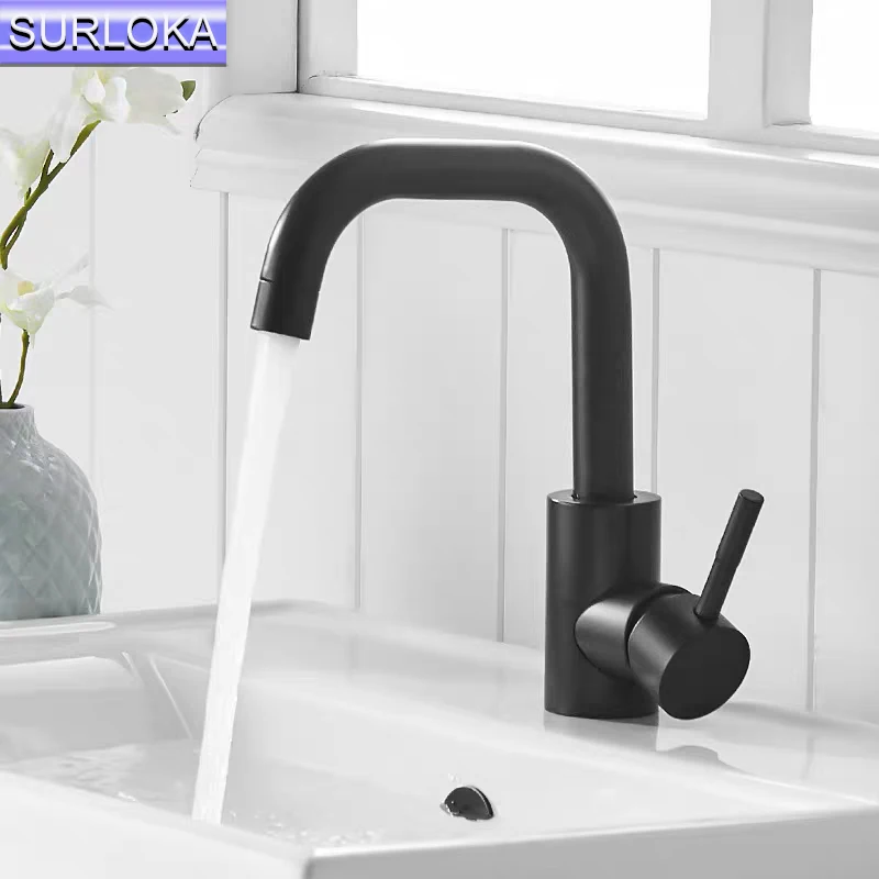 

Черный смеситель для раковины из нержавеющей стали смеситель горячей и холодной воды кран для кухонной раковины для использования на домаш...