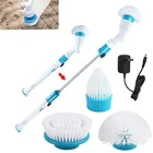 Автоматическая вращающаяся турбо-щетка для чистки, Электрический скребок с регулируемой ручкой для уборки в ванной, кухне