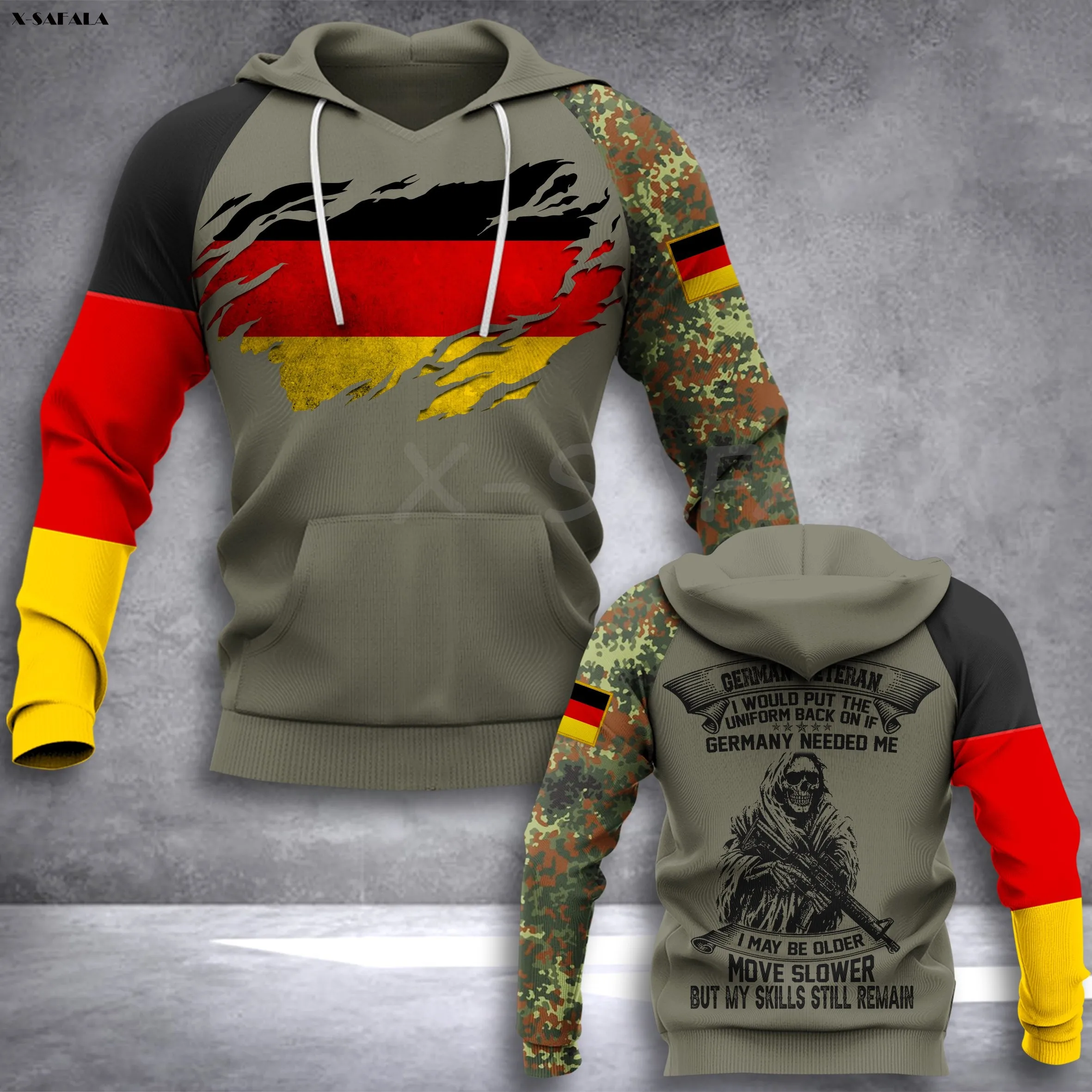 German Flag Design Army soldier 3D Printed Hoodie Man Women Zipper Pullover Sweatshirt Jersey Streetwear Tracksuits