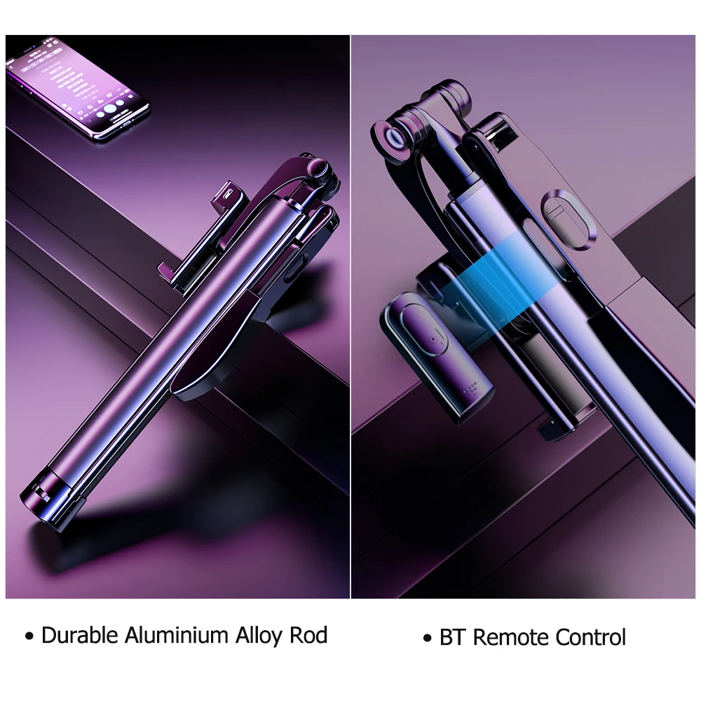 

Mini Tripod for phone Stand Portable Selfie Stick Handheld Stabilizer tripode with BT Remote Fill Light for Smartphone monopod