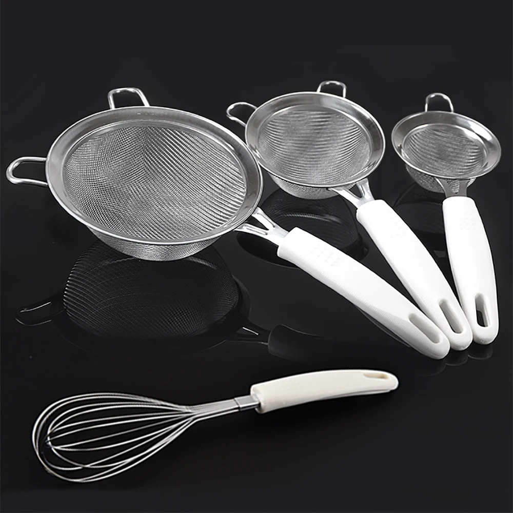 

8CM 10CM 14CM 304 Stainless Steel Flour Sieve 30 Mesh Double-layer Net Baking Tool 8CM 10CM 14CM Handheld Flour Sugar Leak Sieve