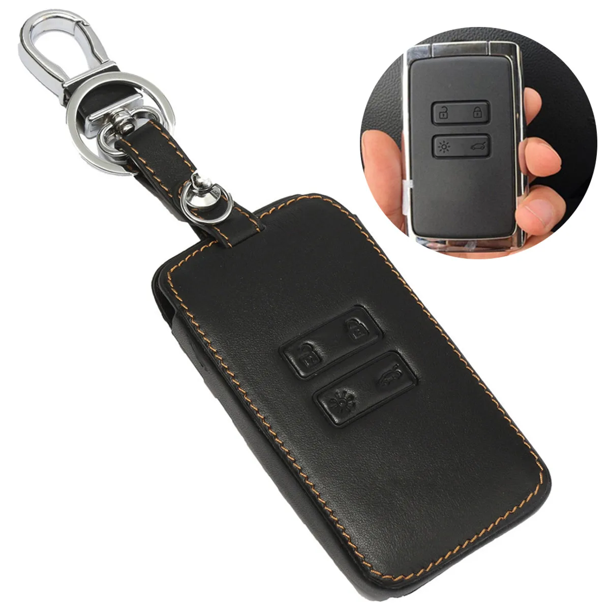 Черная коричневая нить для кожаного ключа чехол автомобиля кожаный ключей