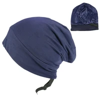 mens summer cotton cap spring and autumn adjustable womens pile hat thin nightcap hijab cap double layer bonnet
