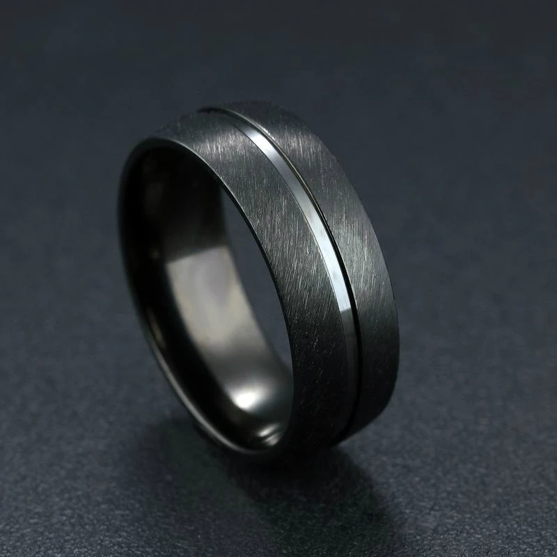 

European and American Creative Classic Atmosphere Men's Ring Black Titanium Steel Ring Hot Selling Jewelry