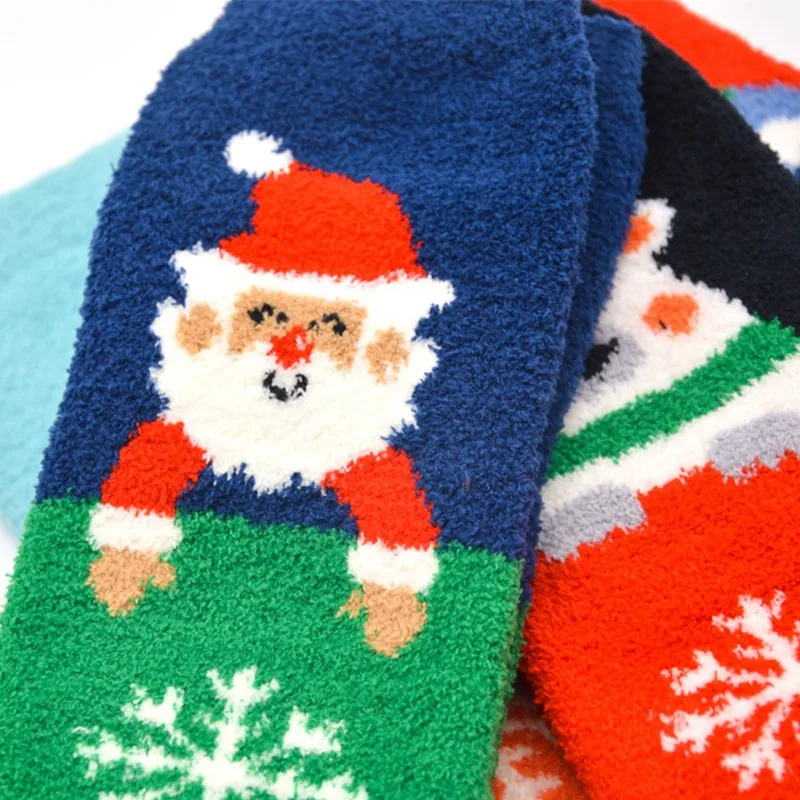 

2020 New Spring Winter Autumn Girls Boys Socks Striped Terry Snowflake Elk Santa Claus Christmas Bear Velvet Christmas Socks
