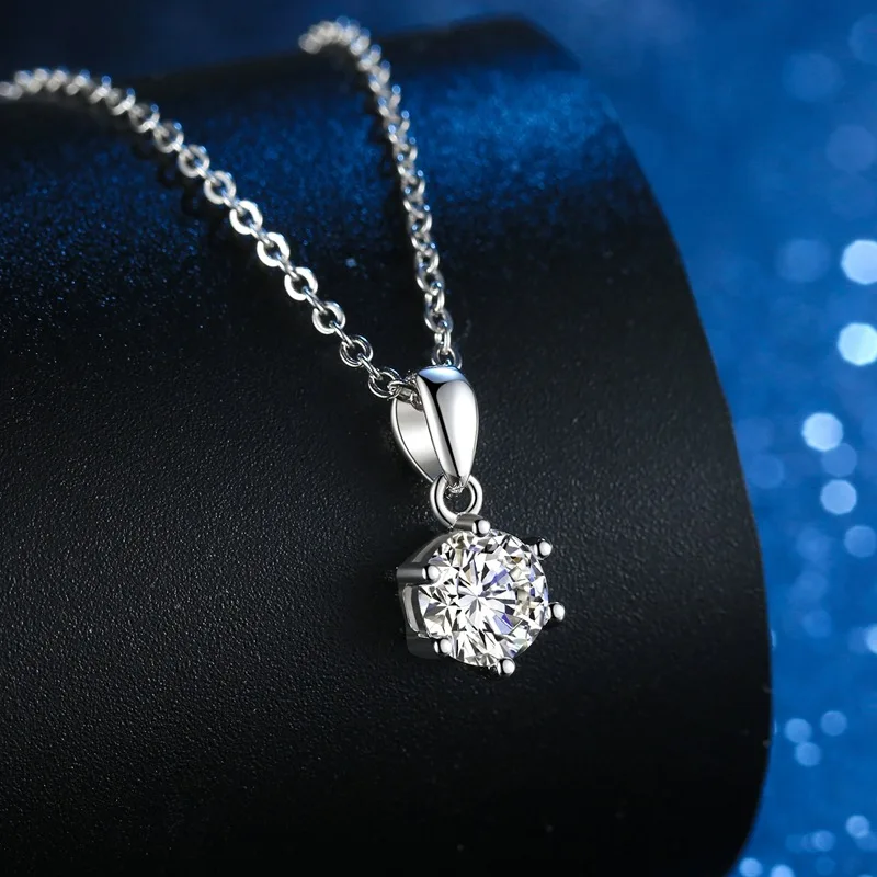 100% Настоящее Муассанитовое Ожерелье 40-45 СМ 1CT 2CT Бриллиантовый Кулон Синий