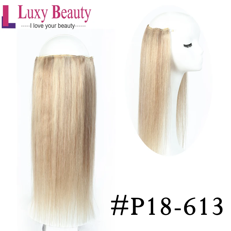 # P18/613 LuxyBeauty, прямые накладные волосы на застежке, 1", 18", 2", Remy, человеческие волосы, машина, сделано, уток, рыбная линия, волосы, регулируемые - Цвет: # P18/613