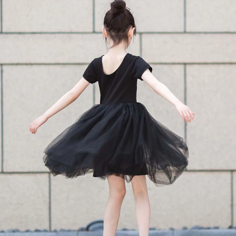 Black Summer Girls Dress 2020 New Kids Ballet Tulle Princess Party Frocks Elegant Children Clothing For 4 6 8 10 12 14 Yrs | Детская