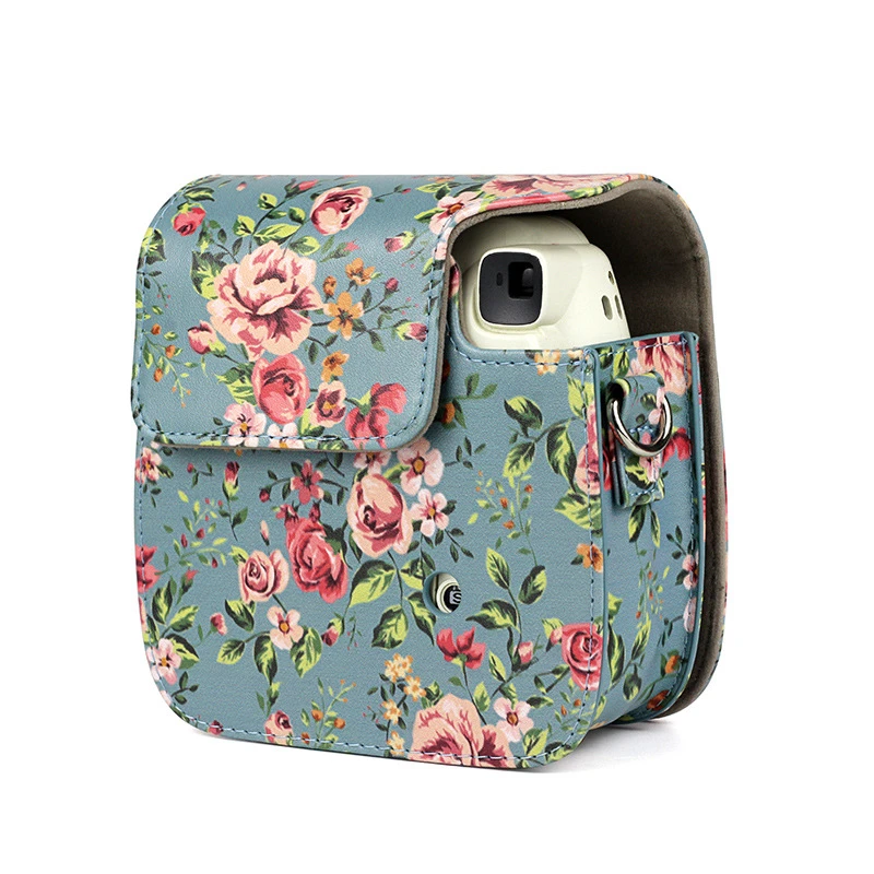Компактный чехол из искусственной кожи с цветочным рисунком для камеры Fujifilm Instax