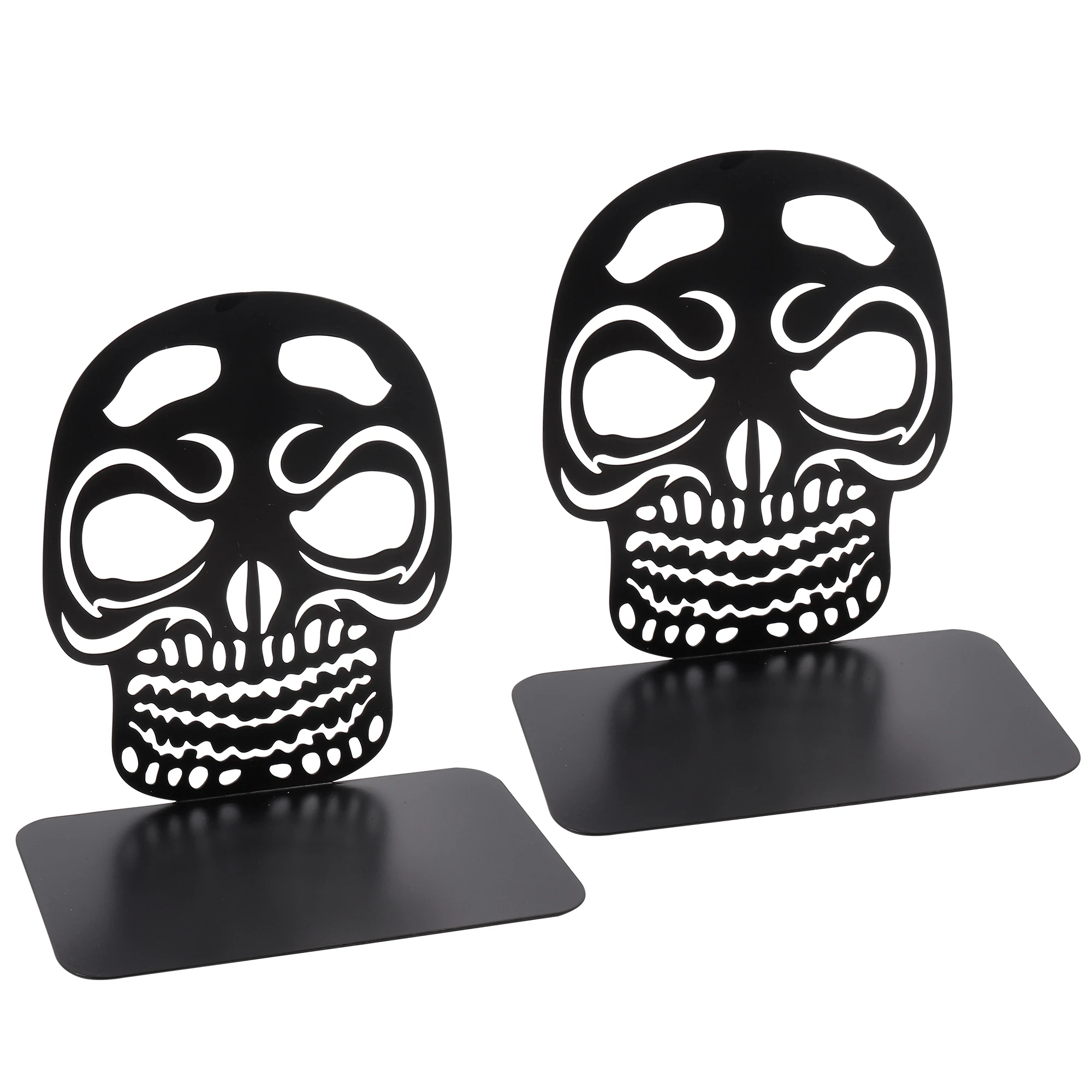 

Metal Desk Organizer Desktop Office Home Bookends Book Holder Black Skull Head Skeleton Book Ends Storage Decorative Rack